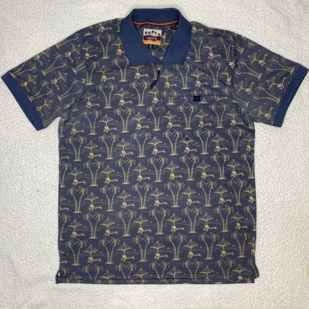 PRNTD By Polymer Palm Trees 1/4 Zip Polo: Size Extra Large